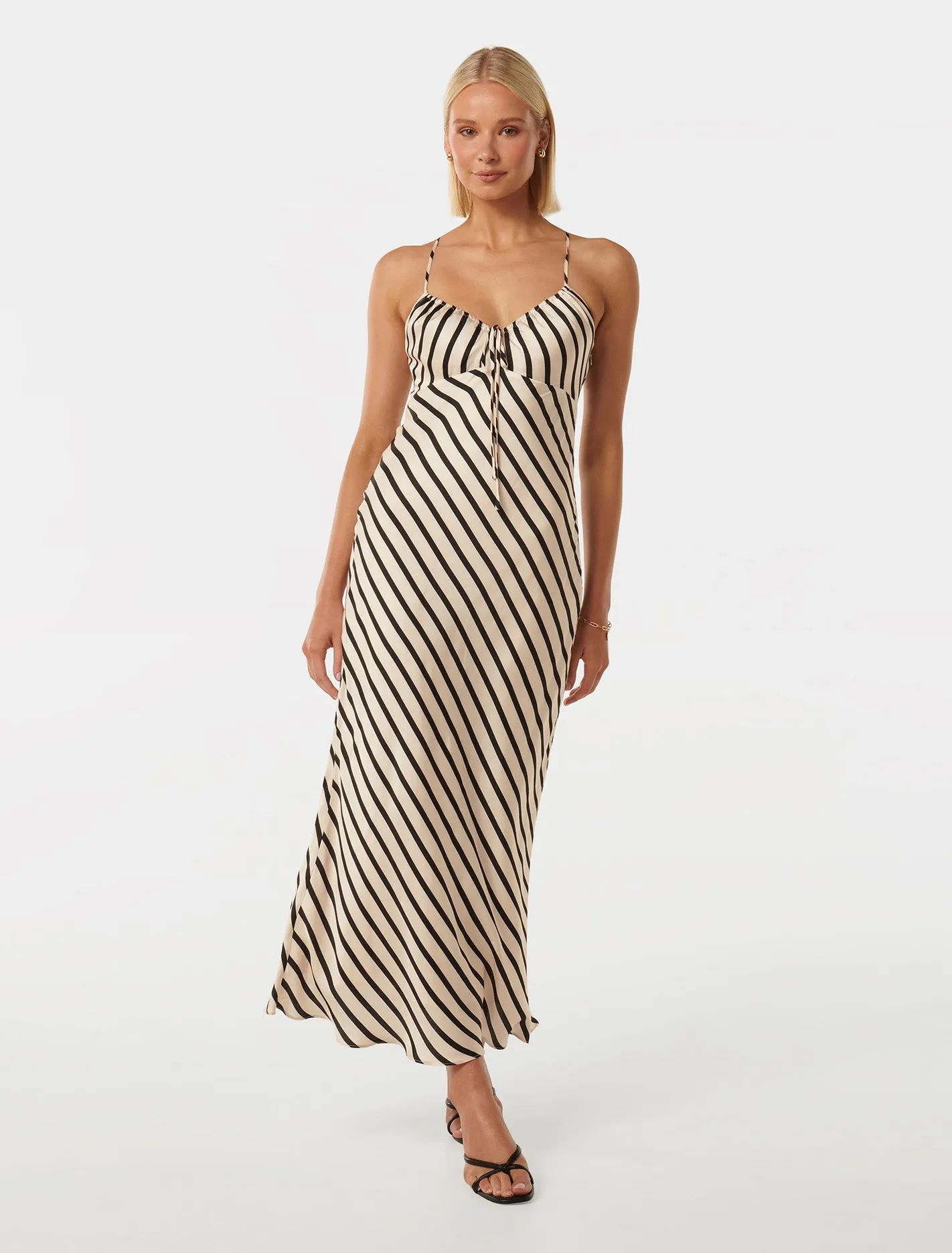 Abby Satin Stripe Midi Dress