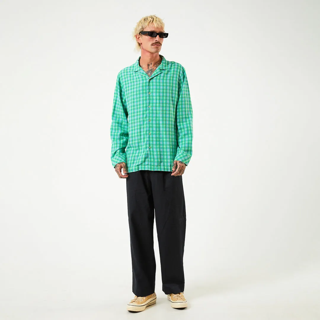 AFENDS Mens Meadows - Check Long Sleeve Shirt - Forest Check