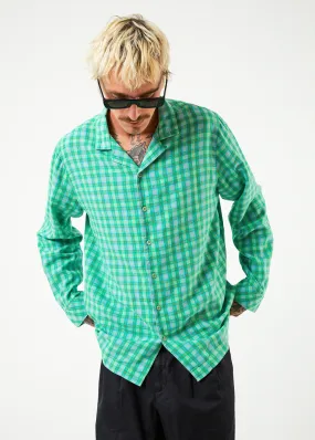 AFENDS Mens Meadows - Check Long Sleeve Shirt - Forest Check