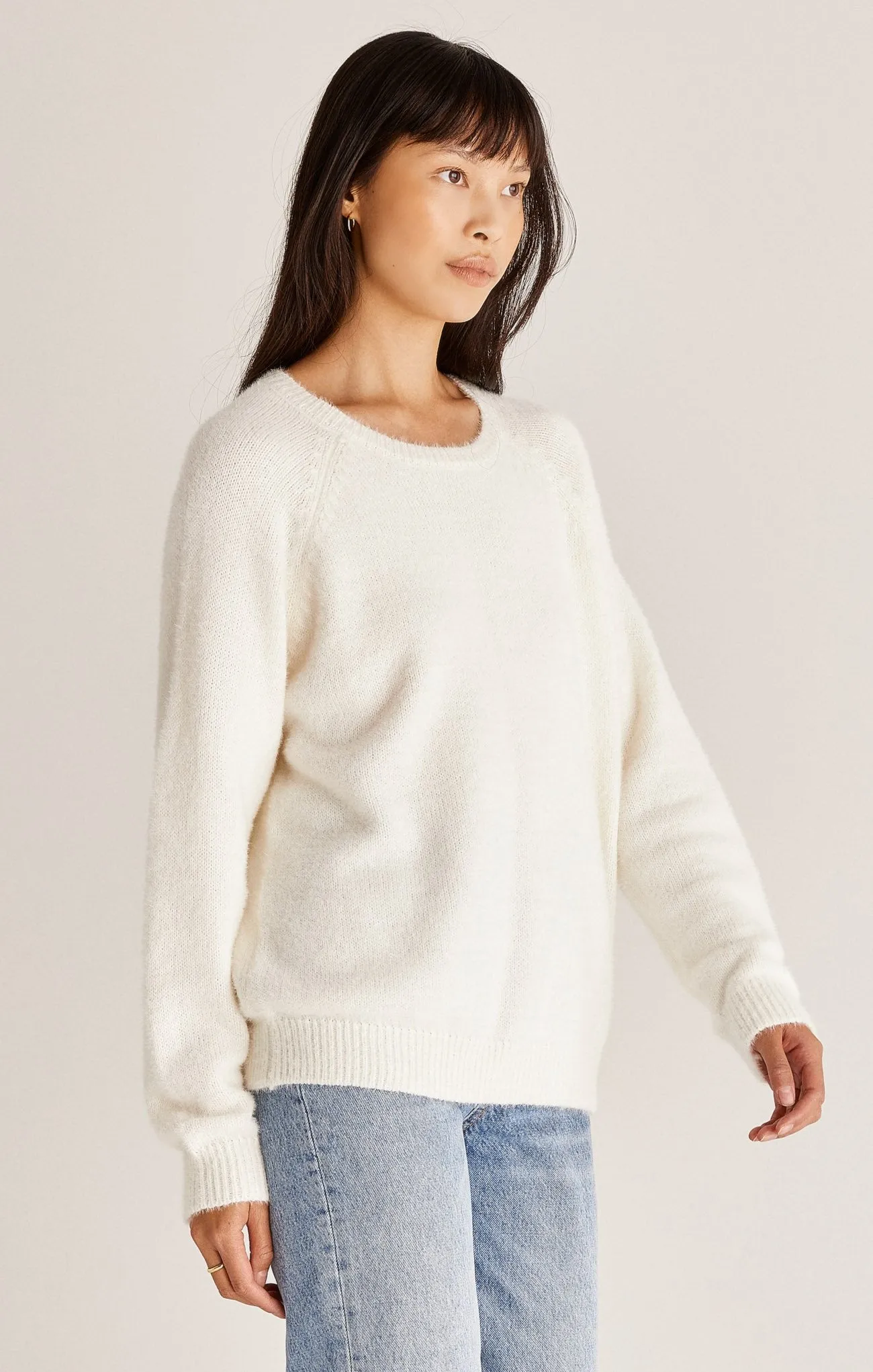 Alexa Plush Eyelash Sweater | Vanilla Ice, Sky Pink