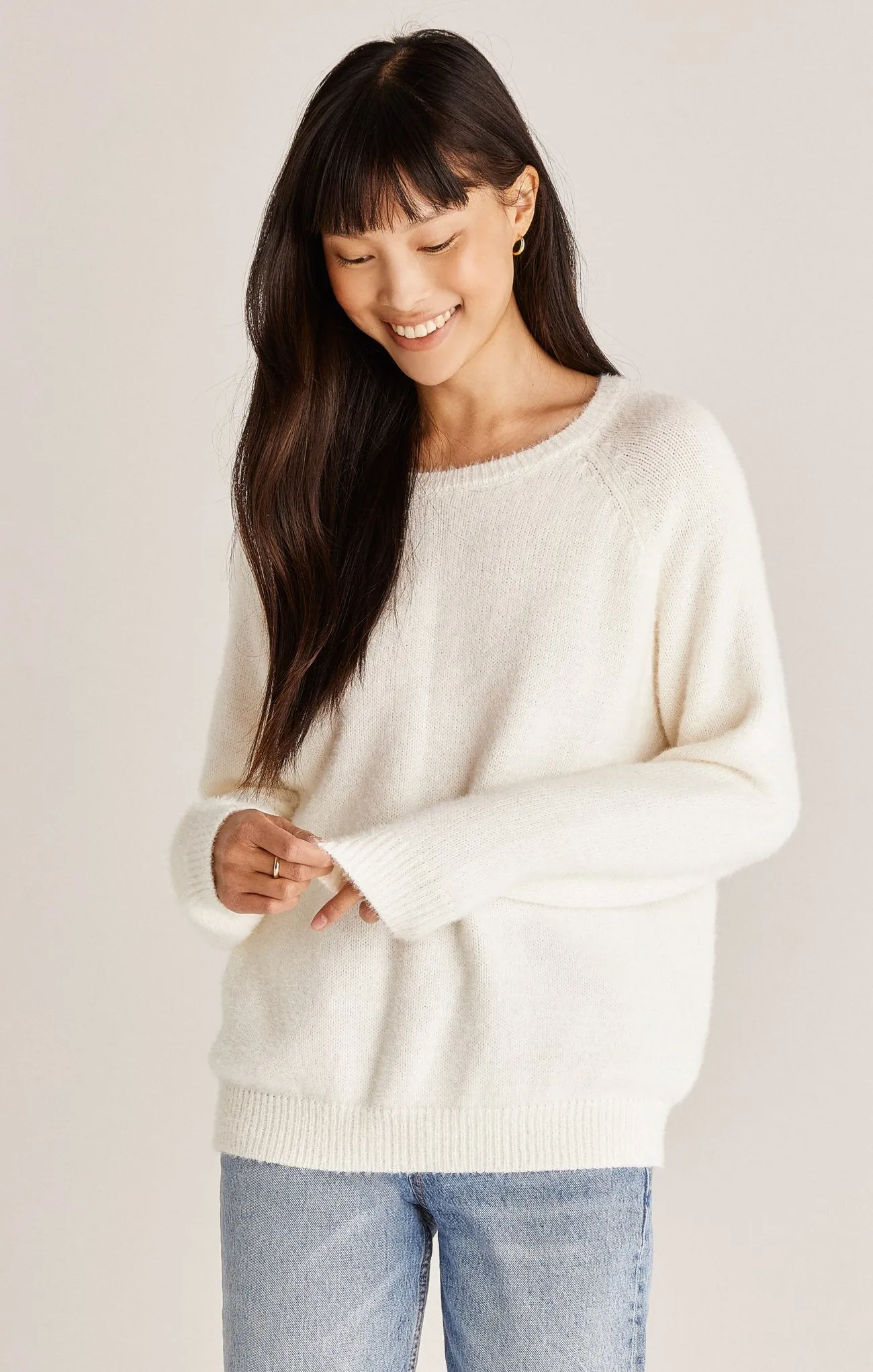 Alexa Plush Eyelash Sweater | Vanilla Ice, Sky Pink