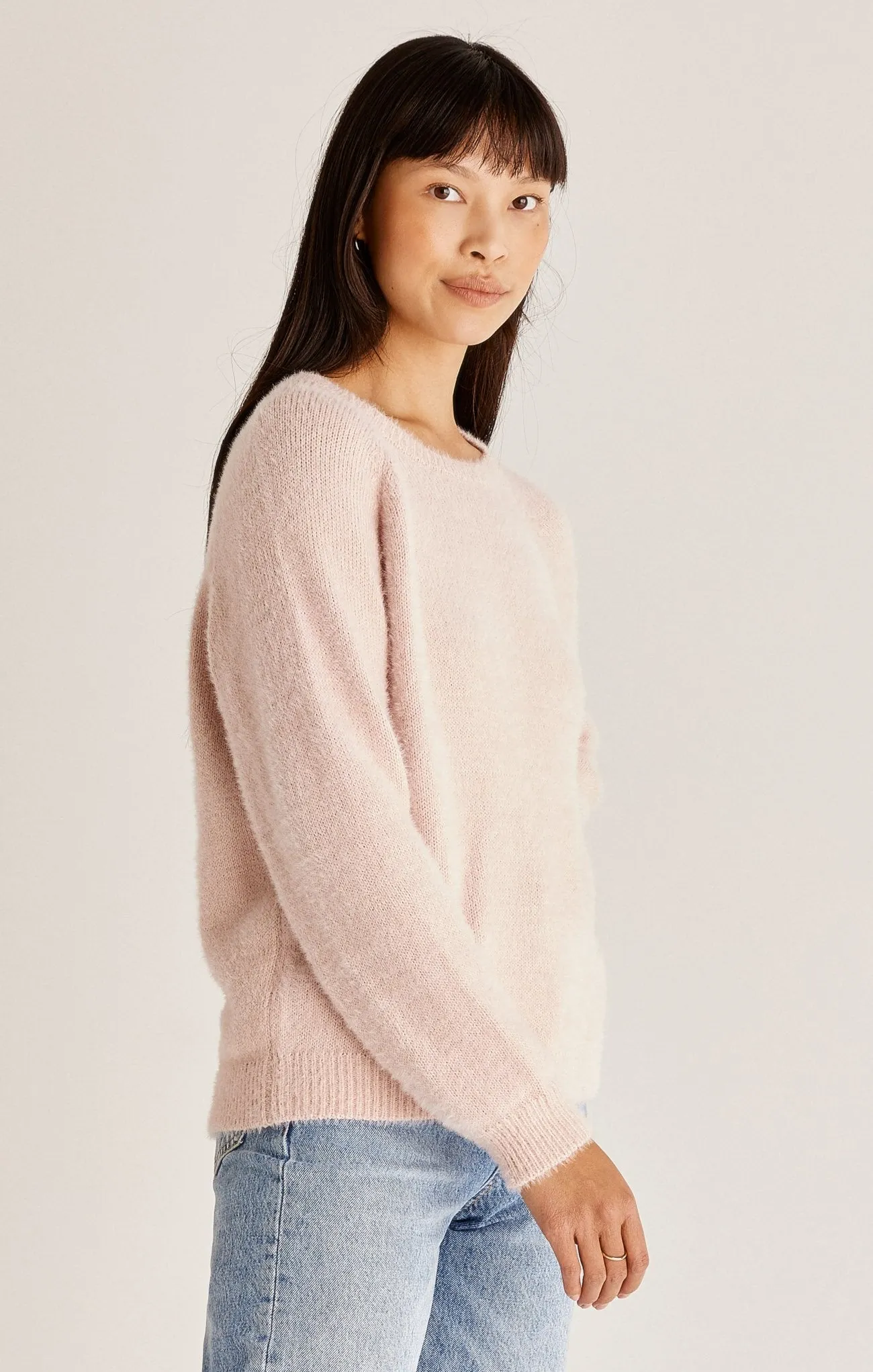 Alexa Plush Eyelash Sweater | Vanilla Ice, Sky Pink