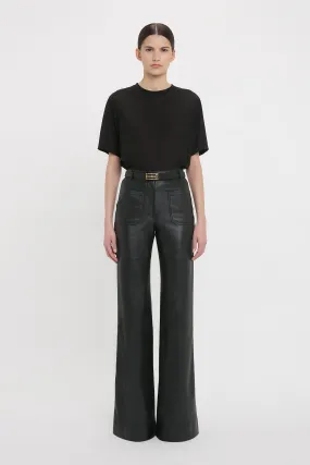 Alina High Waisted Trouser In Soft Black Leather