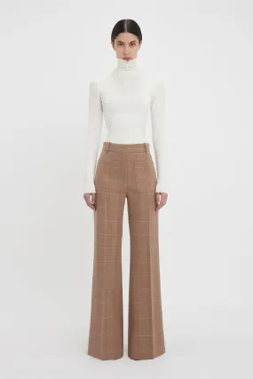 Alina Tailored Trouser In Camel-Multi Check