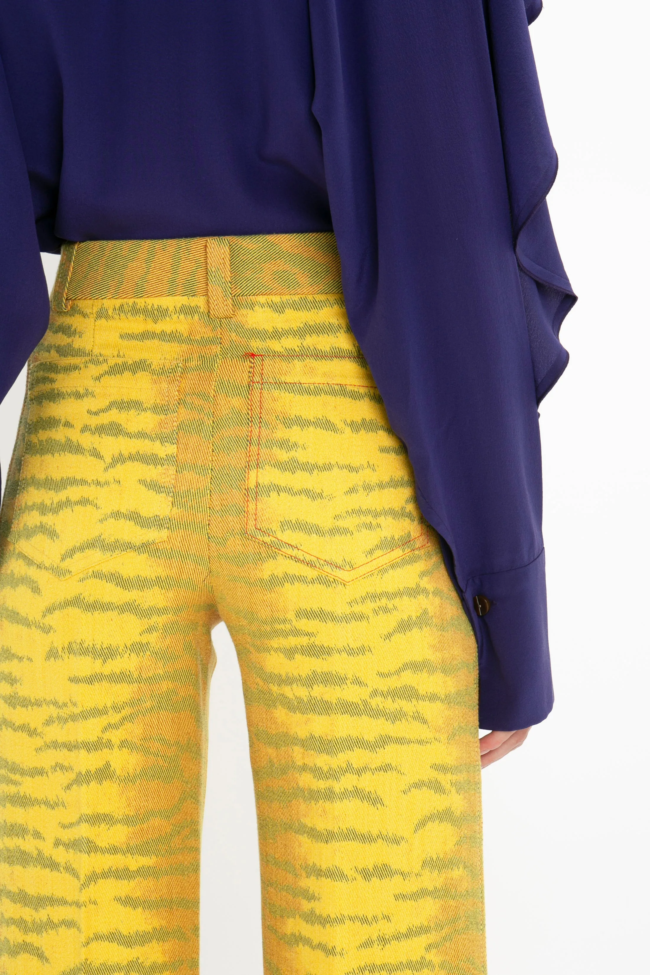 Alina Trouser In Yellow-Maple Tiger Print