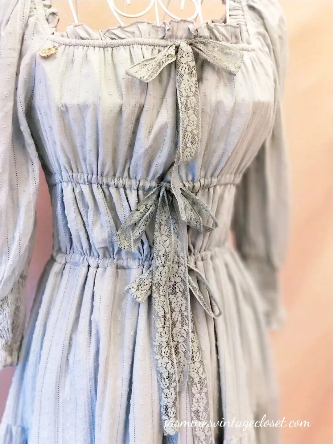 Ashy Blue Peasant Dress