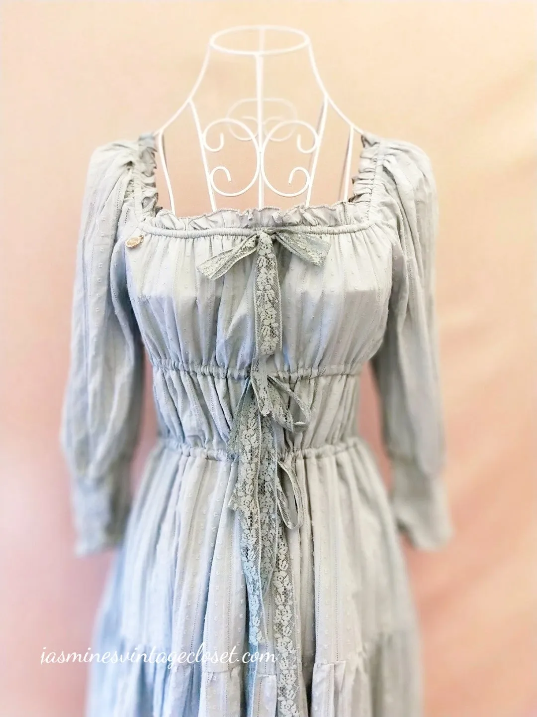 Ashy Blue Peasant Dress