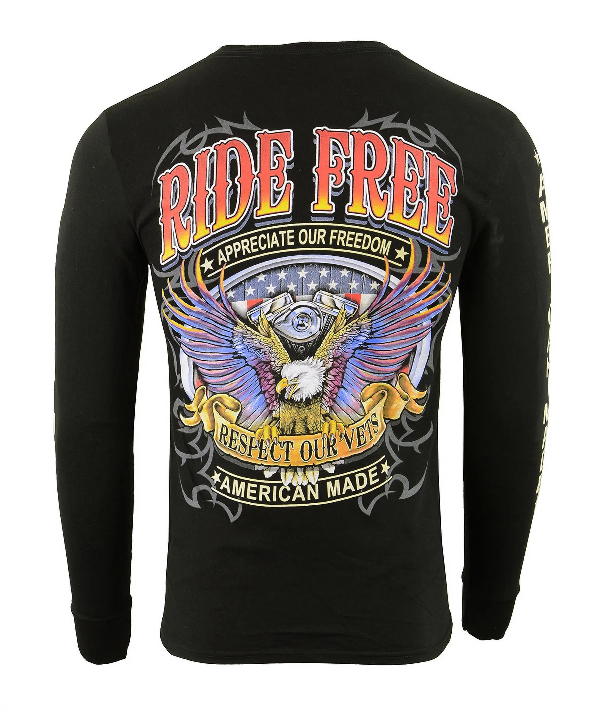 Biker Clothing Co. BCC117005 Men's Black 'Ride Free, American Made'