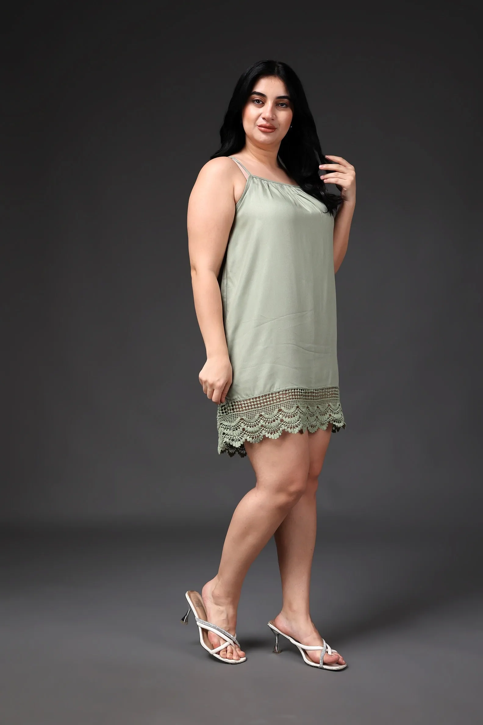 Bottom Lace Olive Green Dress