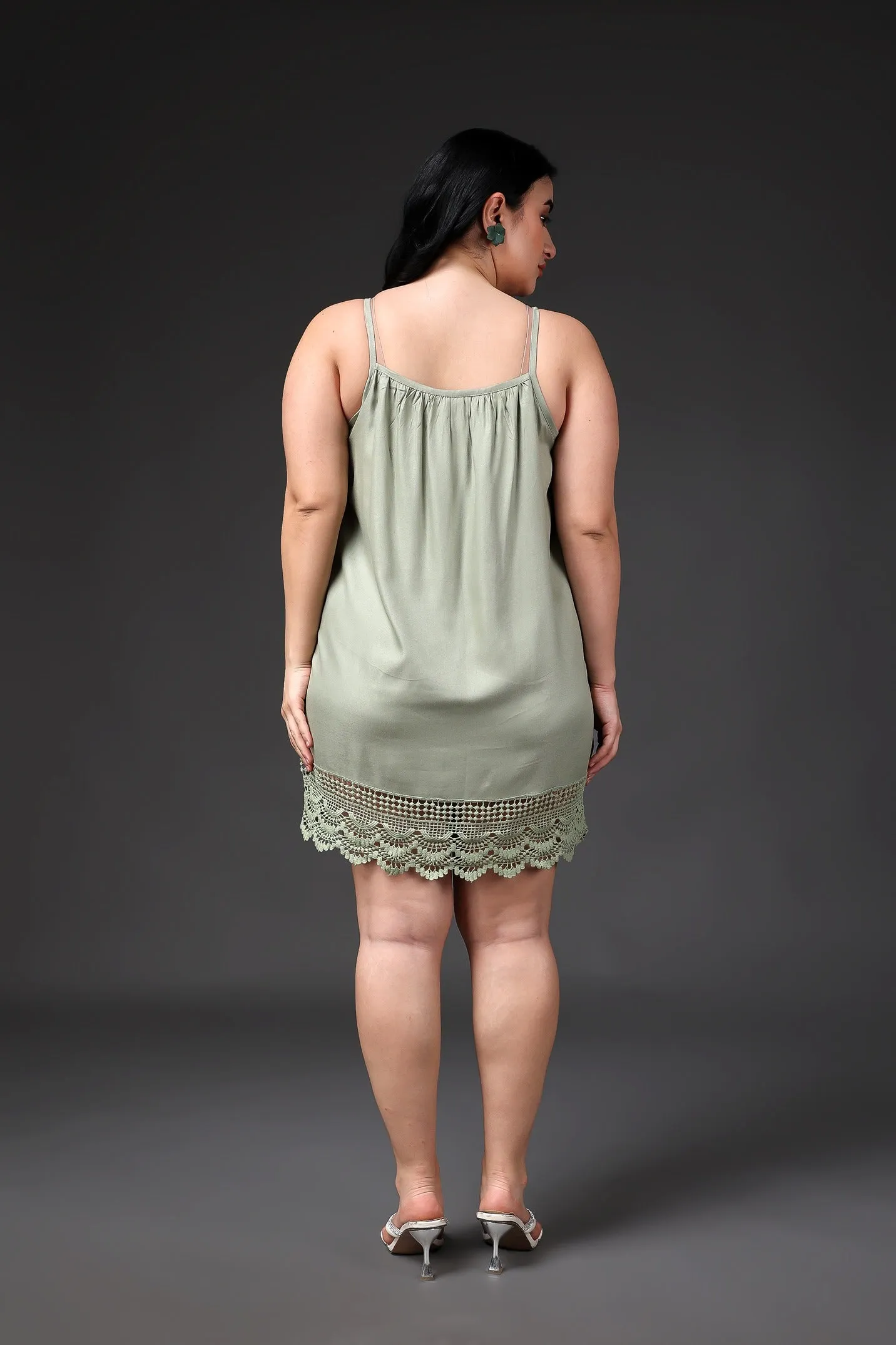 Bottom Lace Olive Green Dress