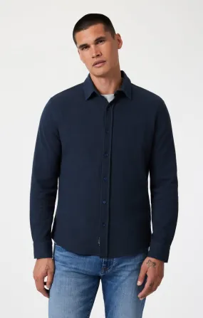 BUTTON-UP LONG SLEEVE SHIRT IN BLUEBERRY