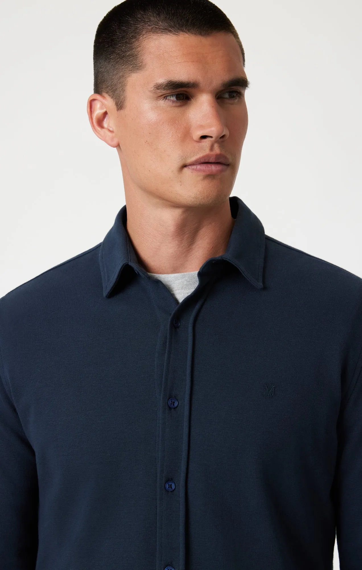 BUTTON-UP LONG SLEEVE SHIRT IN BLUEBERRY