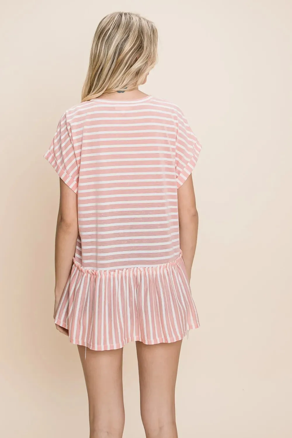 by Nu Label Striped Ruffled Short Sleeve Top