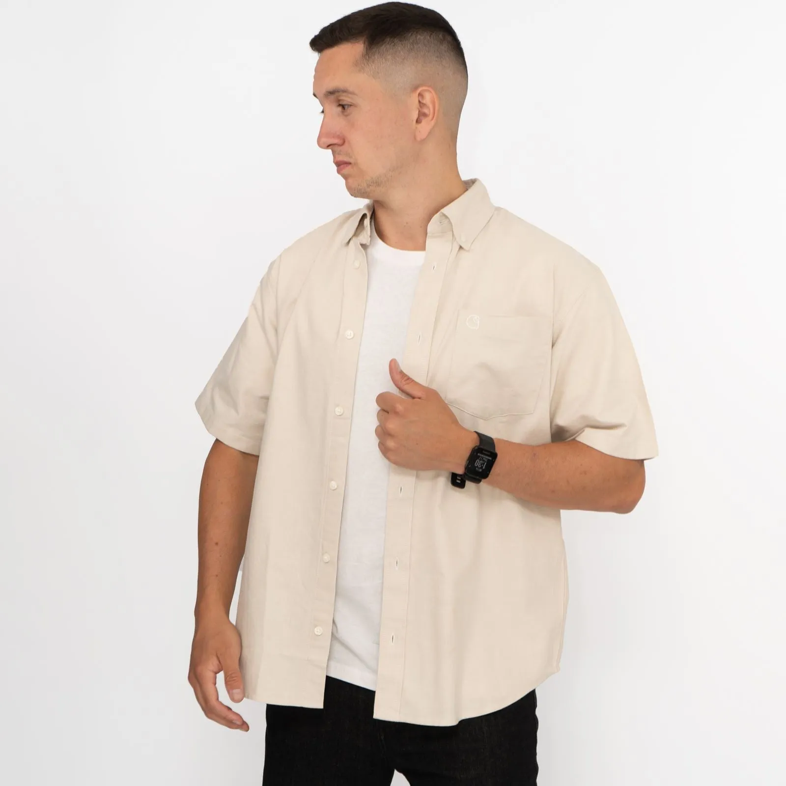 Carhartt WIP Mens Beige Short Sleeve Braxton Shirt