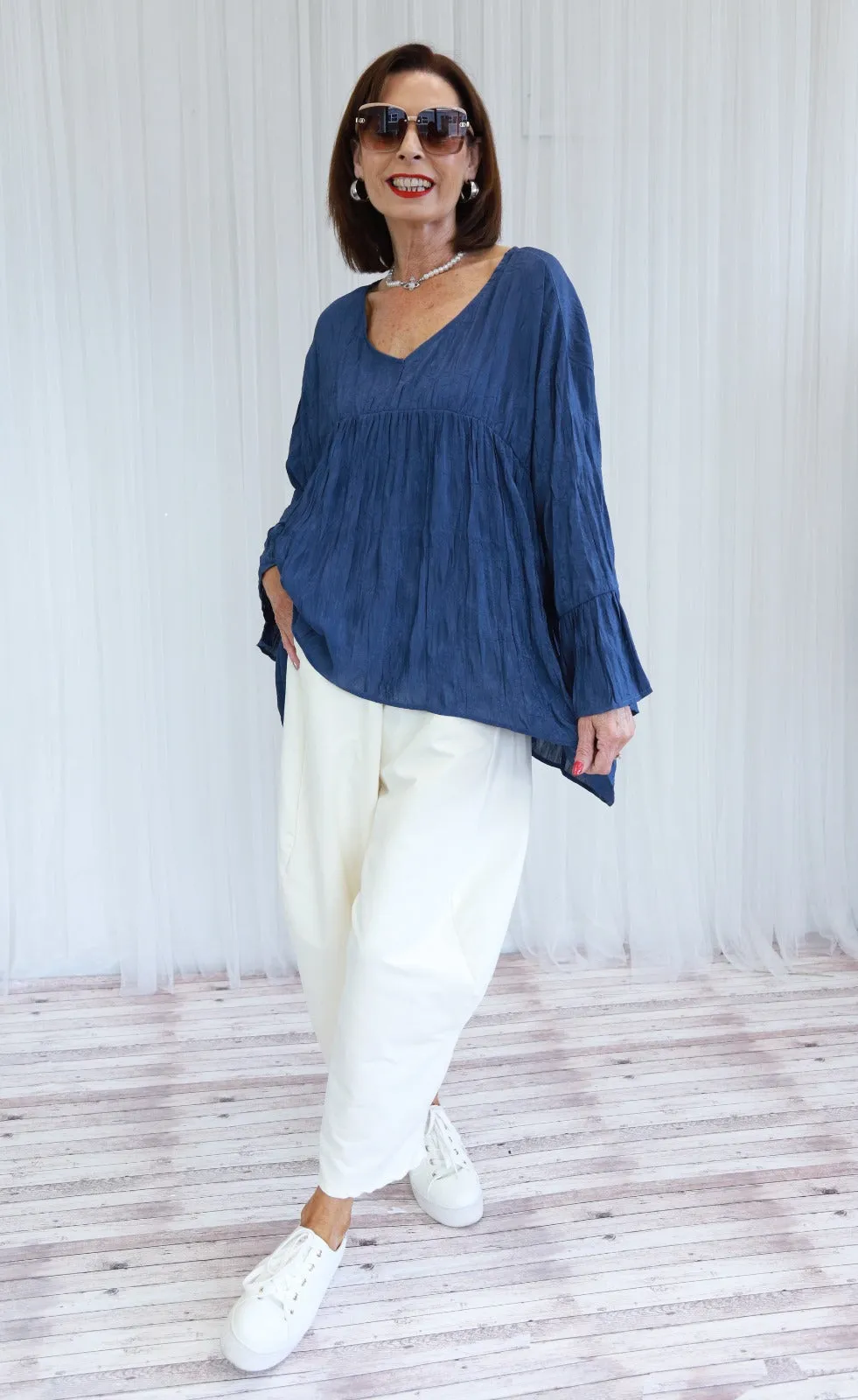 CLARA CHIFFON TOP - NAVY WF1898