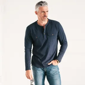 Constructor Henley Shirt –  Dark Navy Cotton Jersey