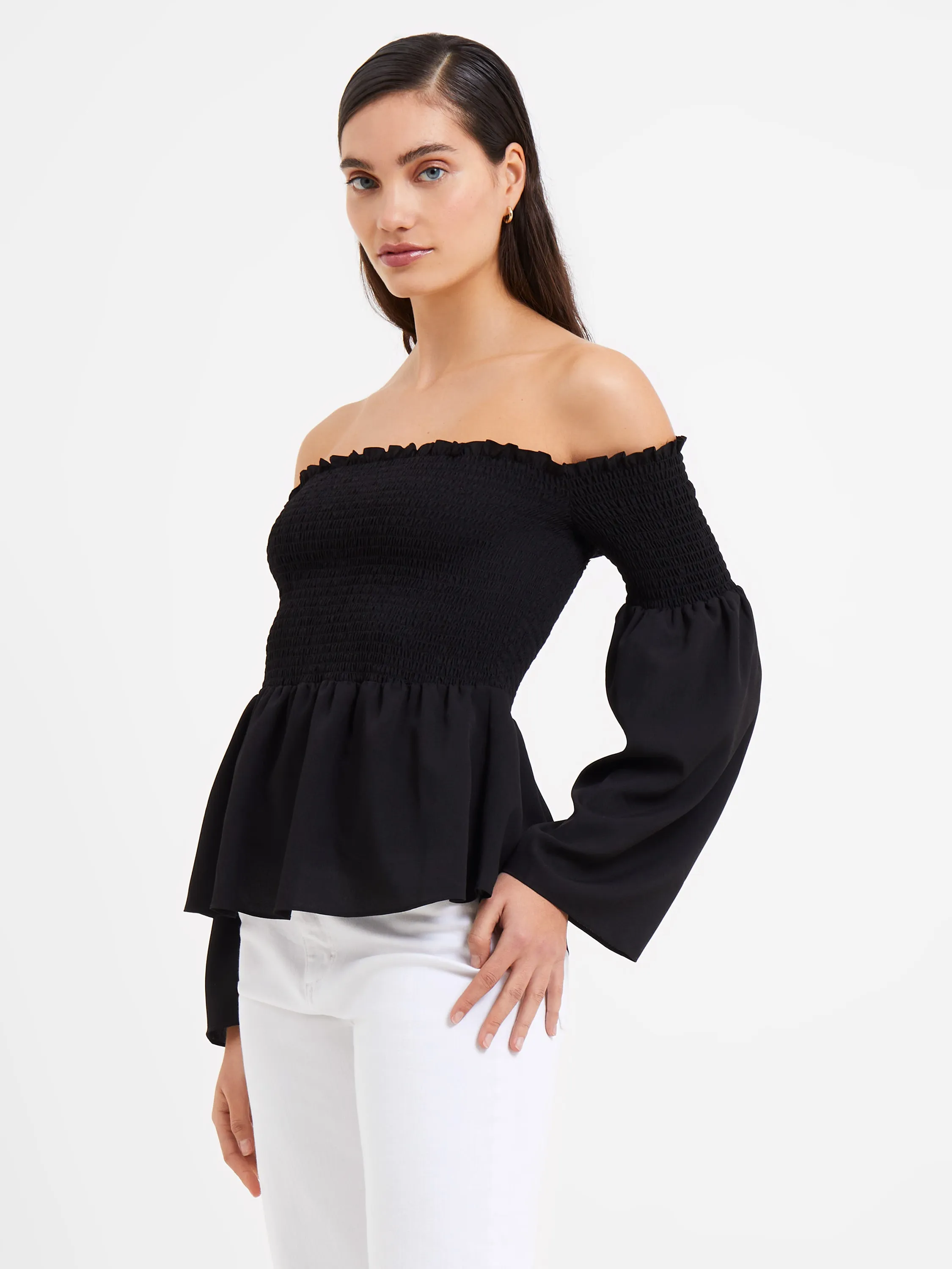 Crepe Light Smocked Bardot Top