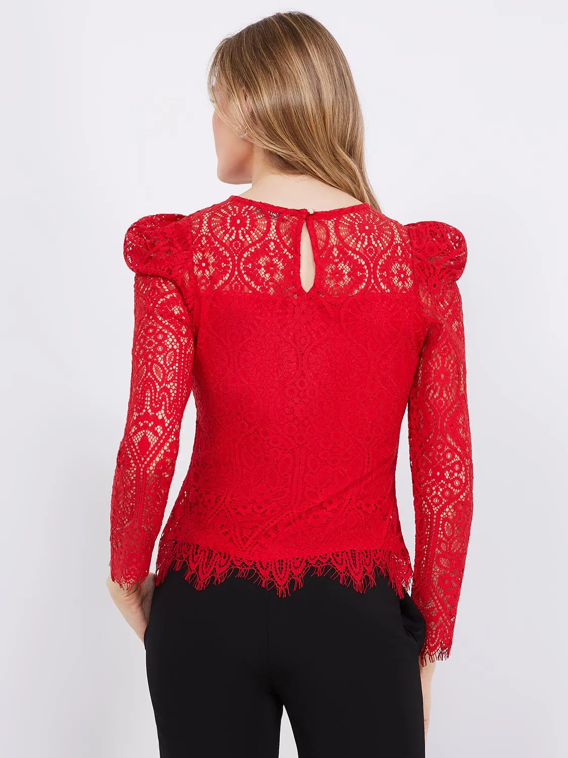 Crochet Lace Puff Sleeve Top