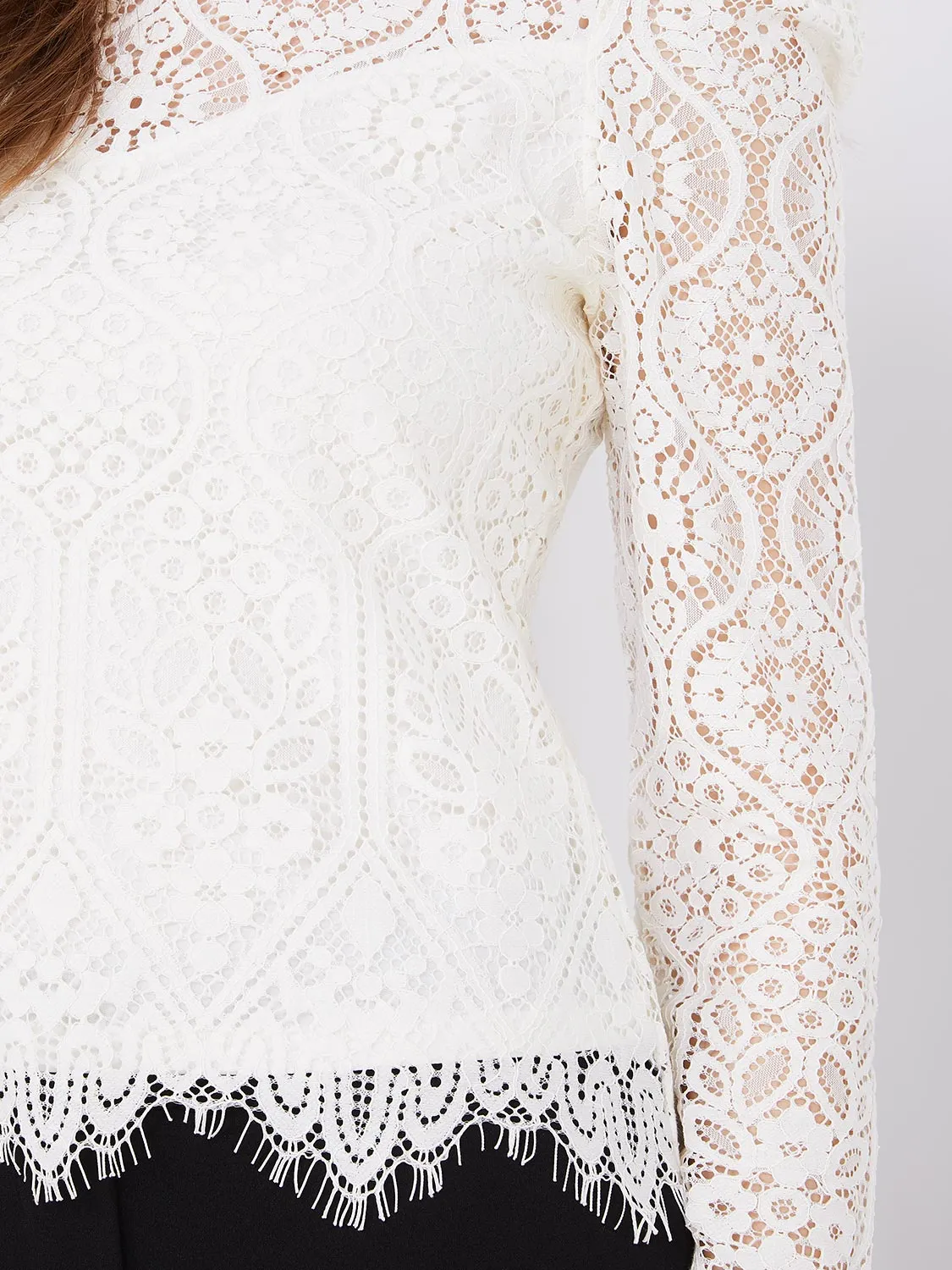 Crochet Lace Puff Sleeve Top