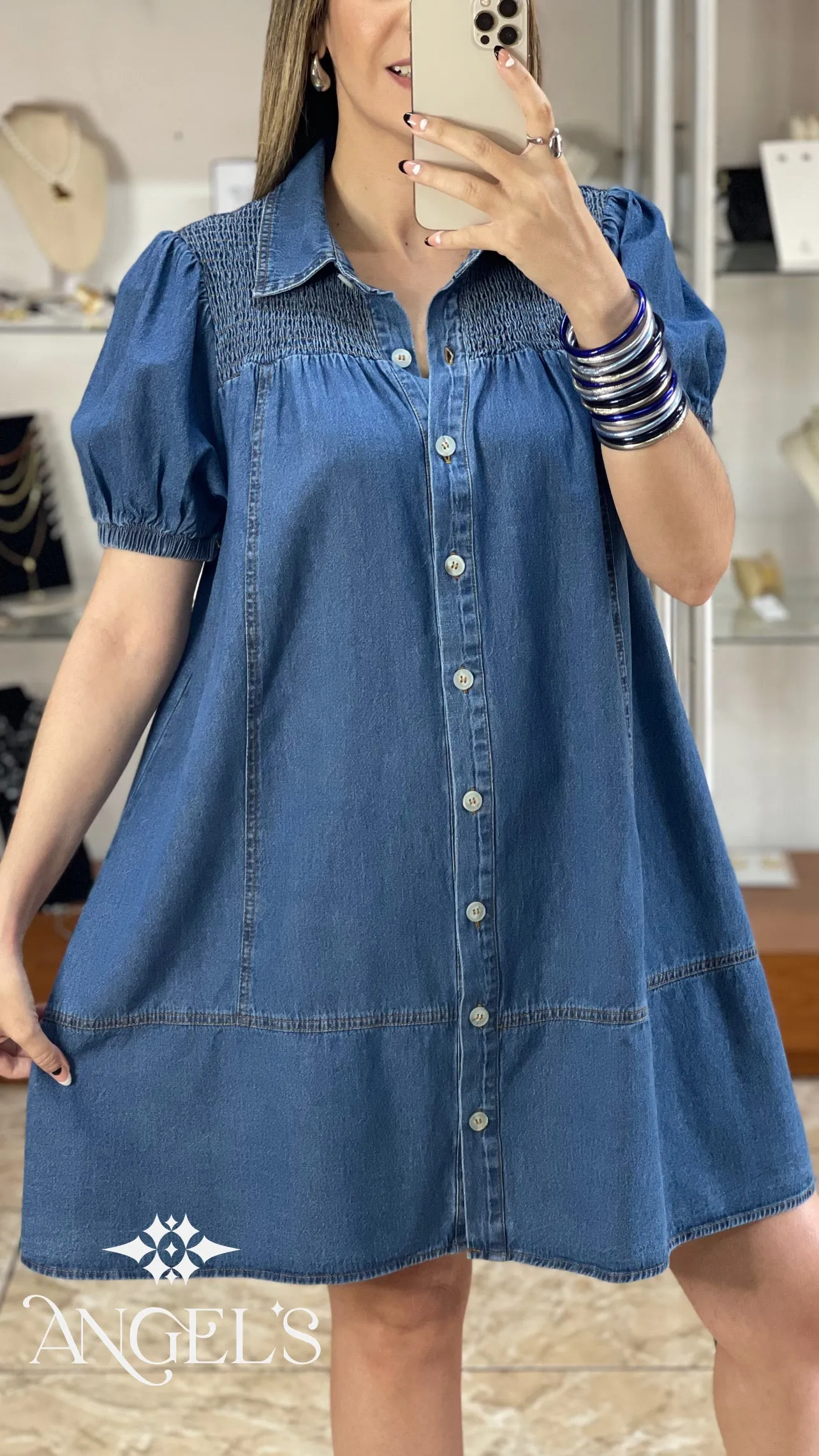 Denim Button Up Mini Dress