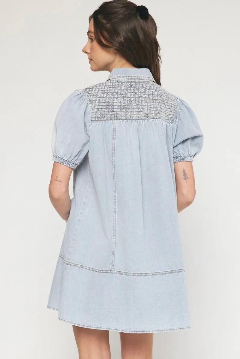 Denim Button Up Mini Dress