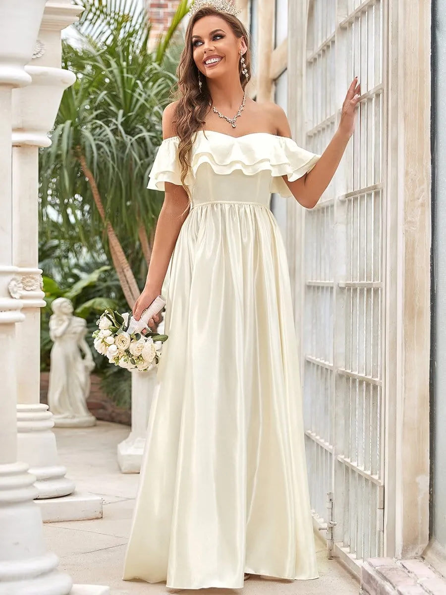 Double Ruffle Strapless A-Line Wedding Dress