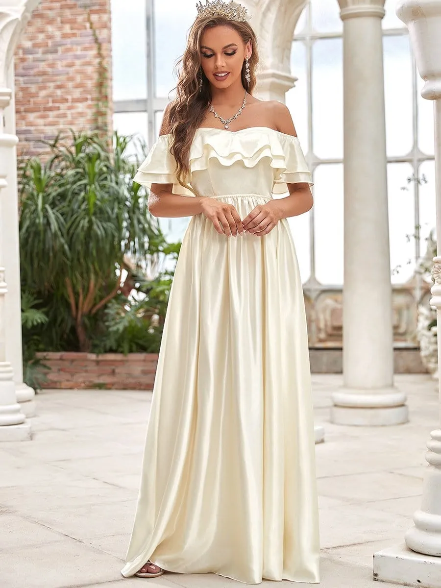 Double Ruffle Strapless A-Line Wedding Dress