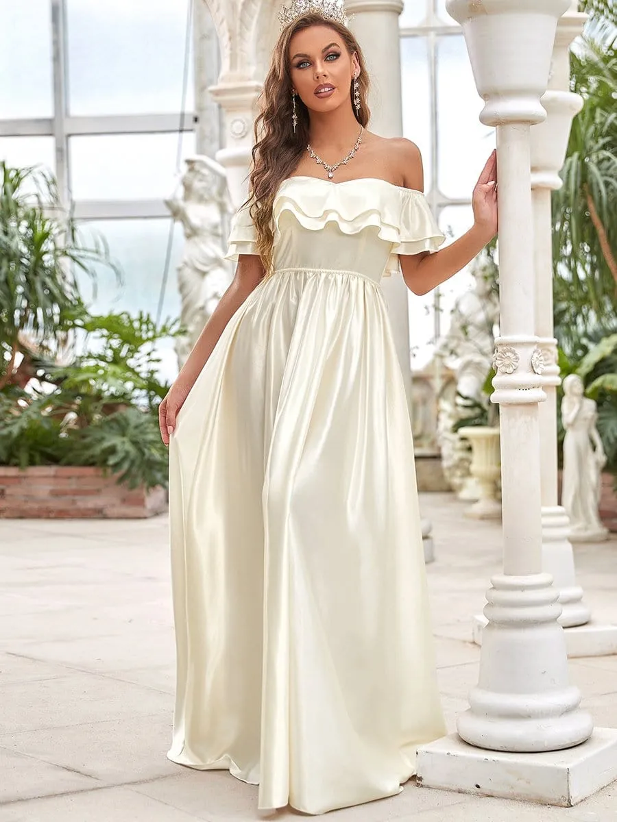 Double Ruffle Strapless A-Line Wedding Dress