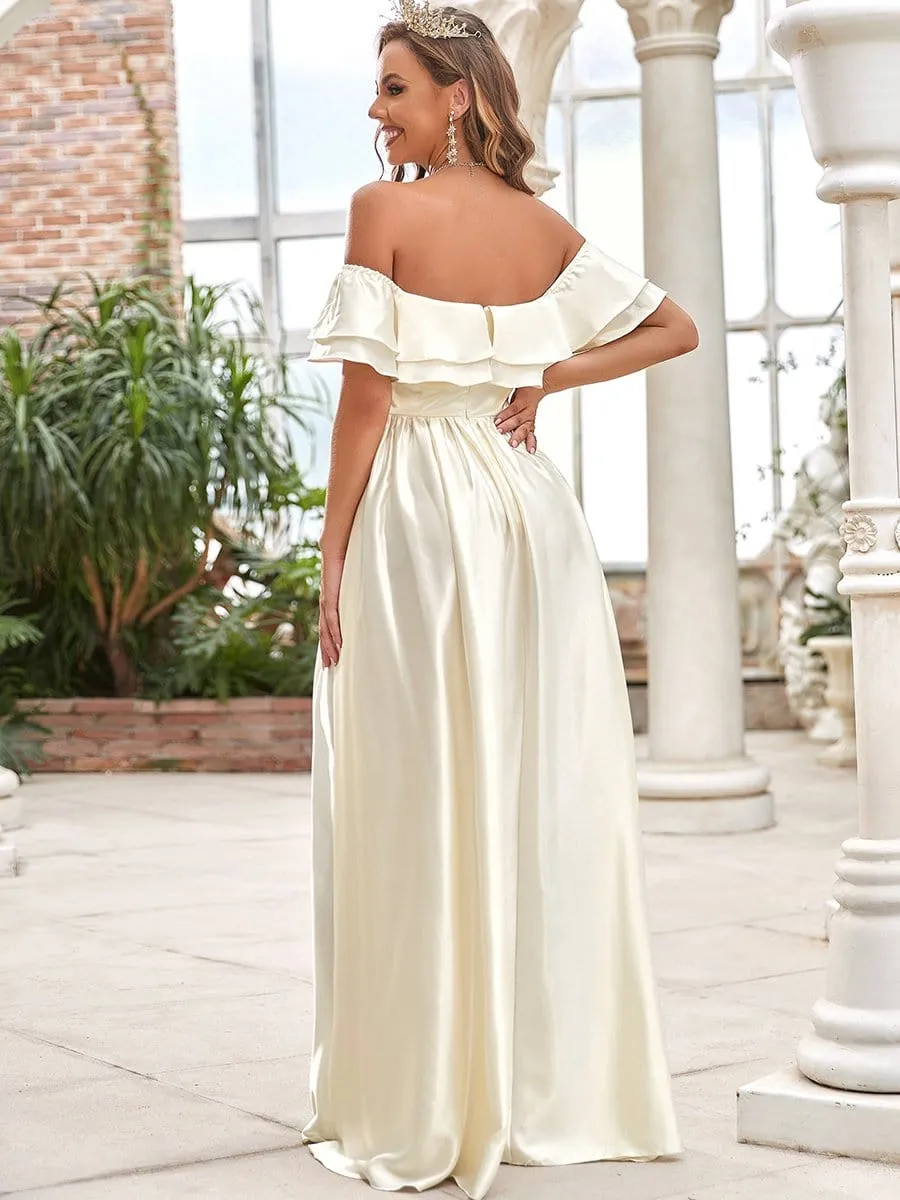 Double Ruffle Strapless A-Line Wedding Dress