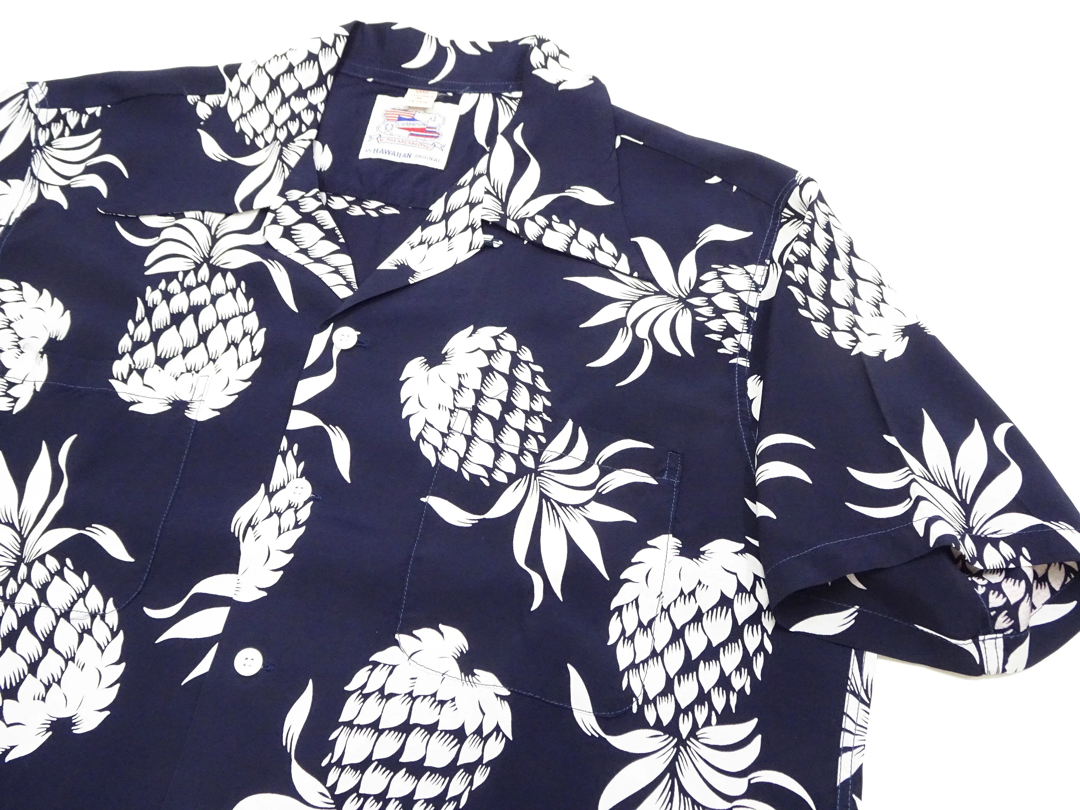 Duke Kahanamoku Hawaiian Shirt Men's Duke's Pineapple Short Sleeve Rayon Aloha Shirt DK36201 128 Navy-Blue