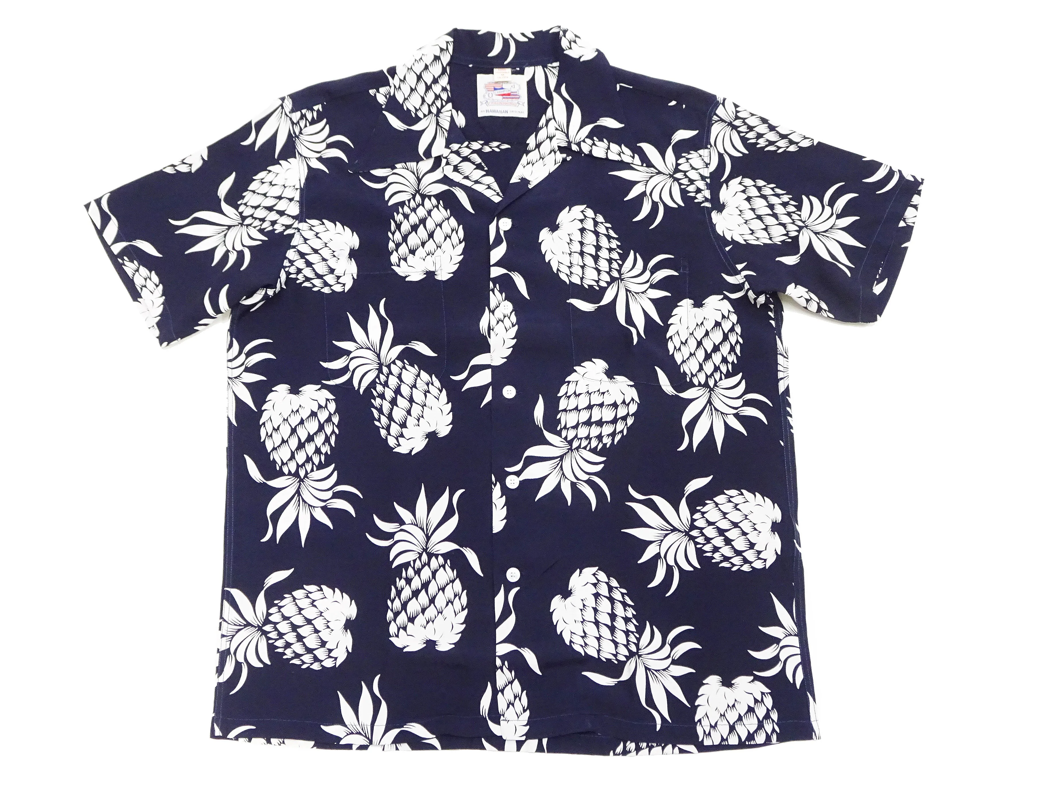 Duke Kahanamoku Hawaiian Shirt Men's Duke's Pineapple Short Sleeve Rayon Aloha Shirt DK36201 128 Navy-Blue