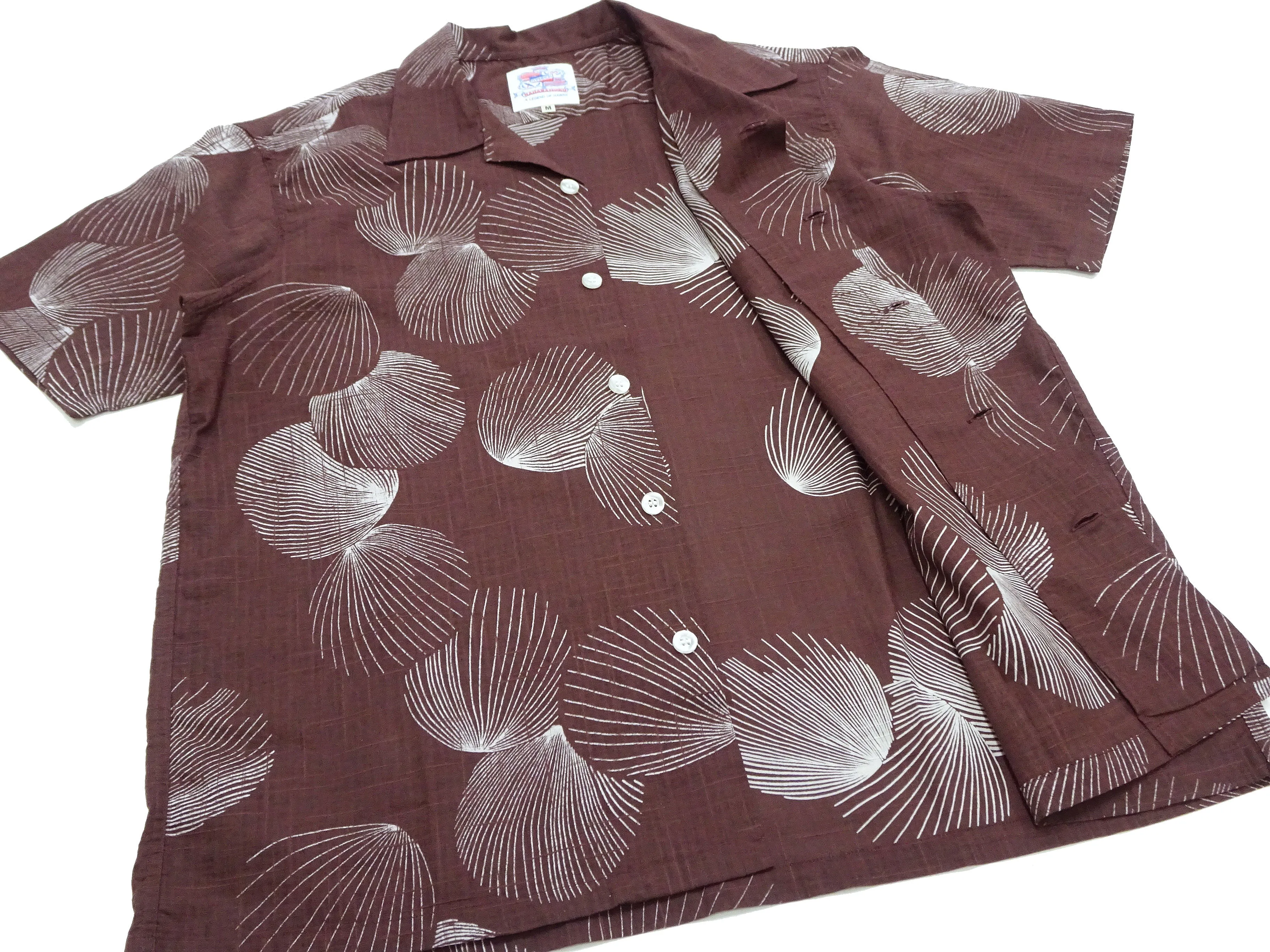 Duke Kahanamoku Hawaiian Shirt Men's Duke's Shell Short Sleeve Cotton Linen Aloha Shirt DK39094 138 Brown