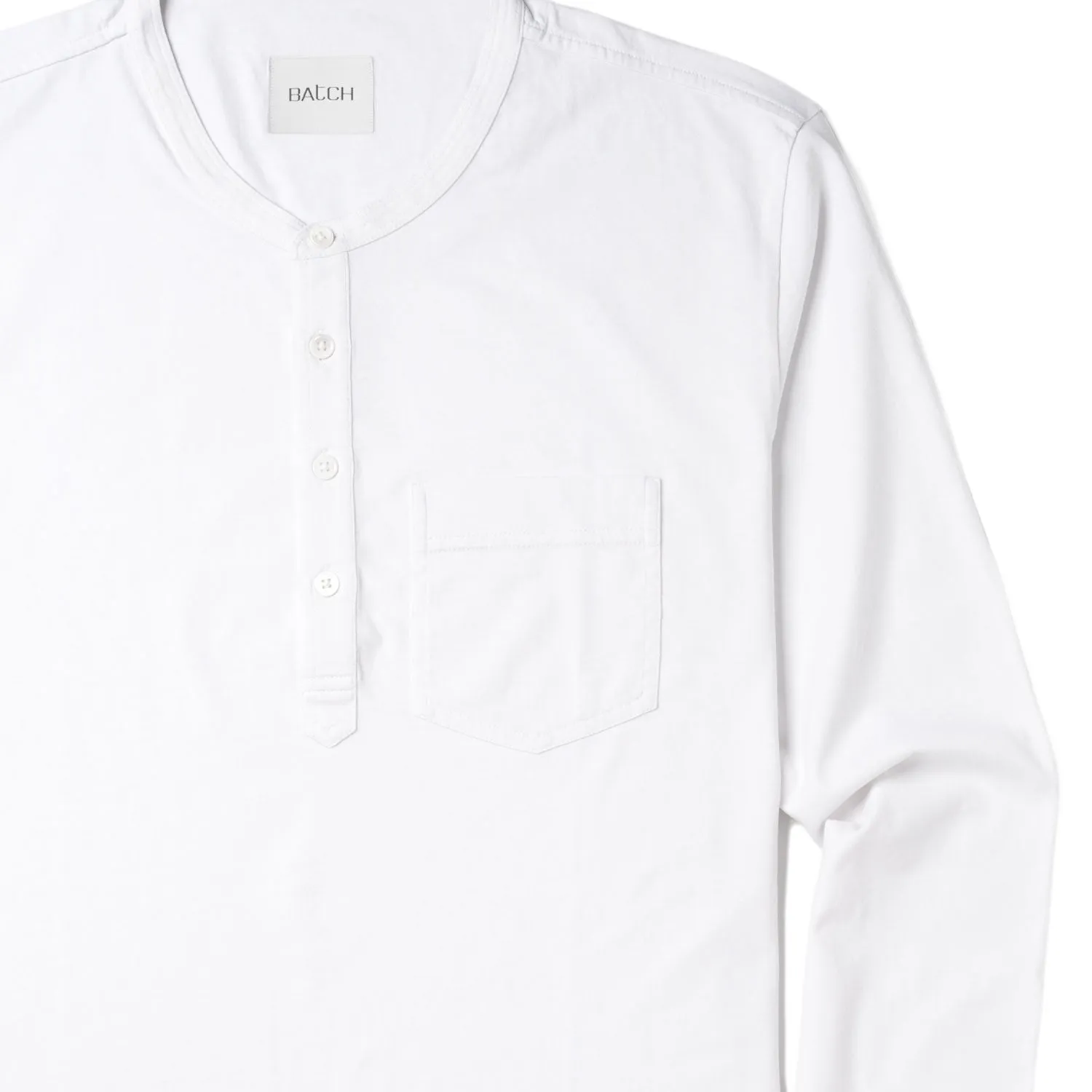 Essential 1 Pocket Henley Shirt –  White Cotton Jersey