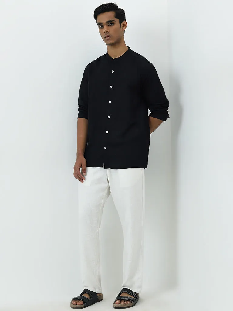 ETA Black Solid Relaxed-Fit Cotton Shirt