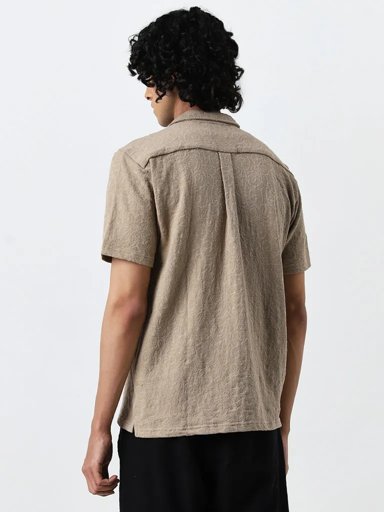 ETA Dark Taupe Textured Relaxed Fit Shirt