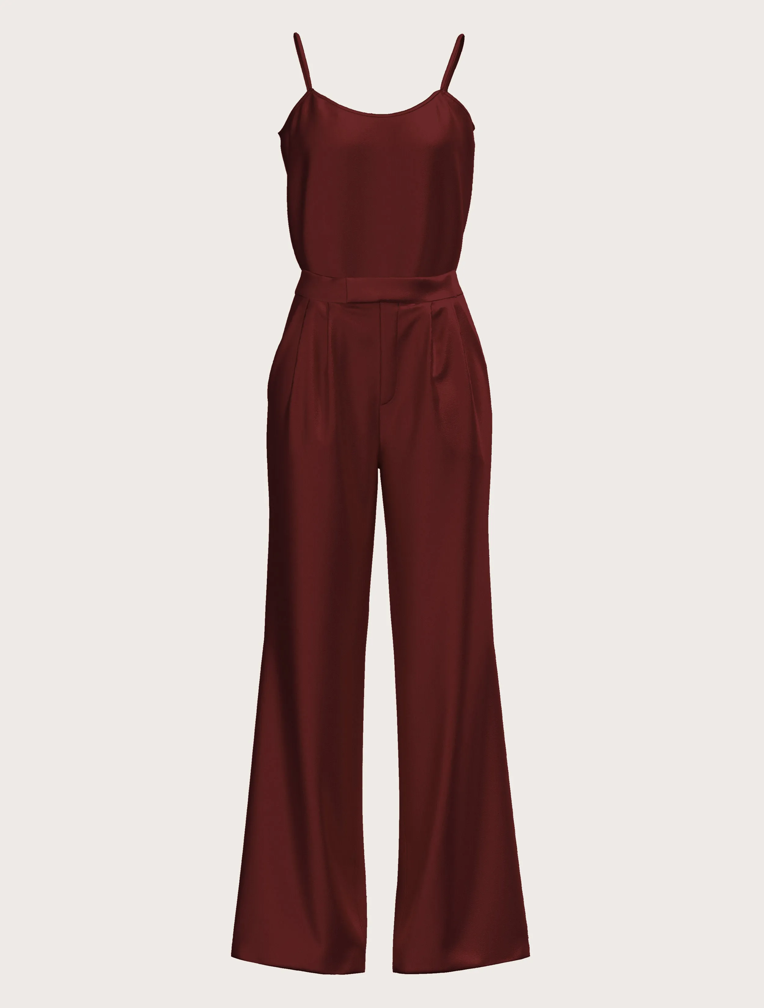 FLARED SATIN SILK TROUSER IN BORDEAUX