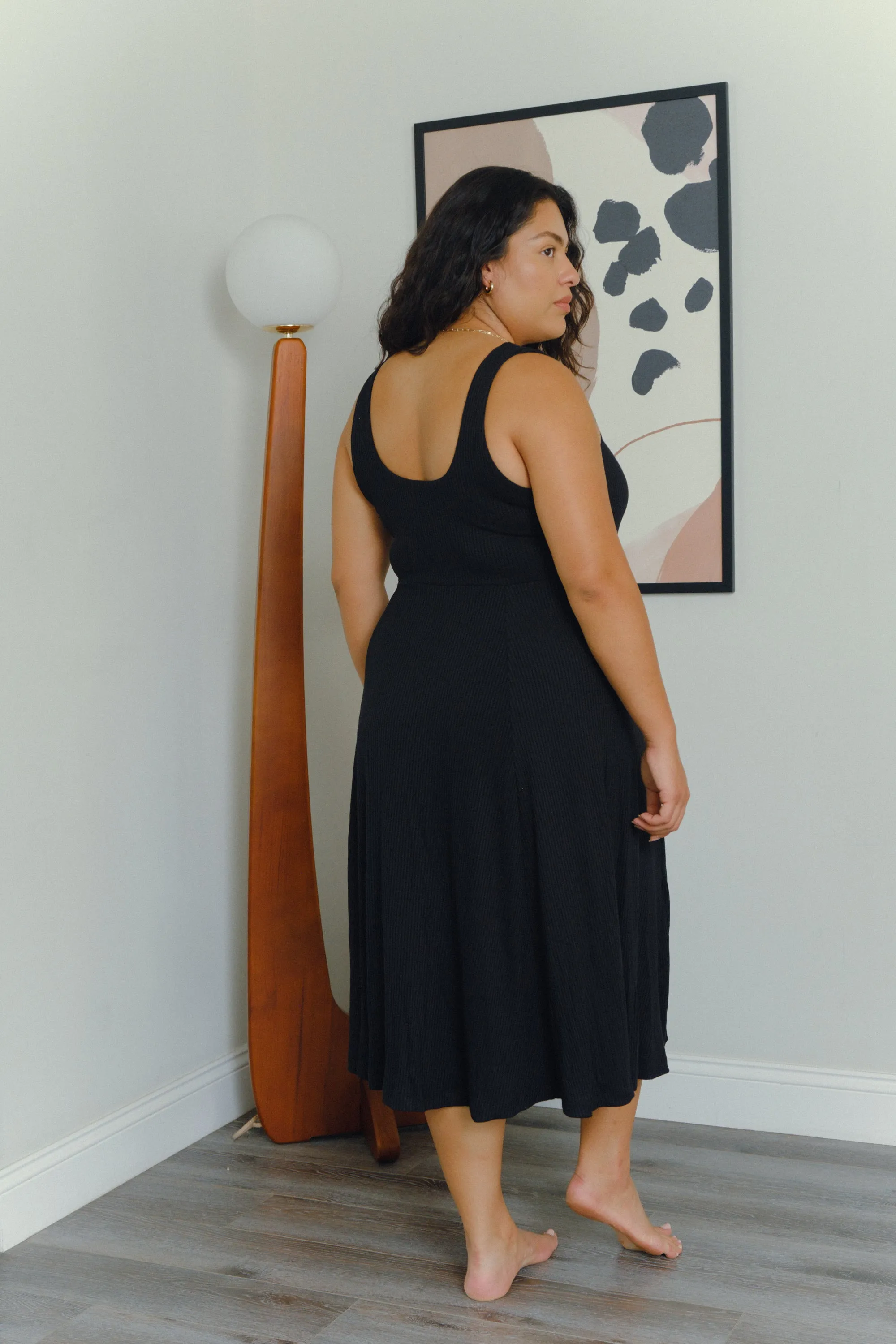 Frankie Dress in Black Rib Extended