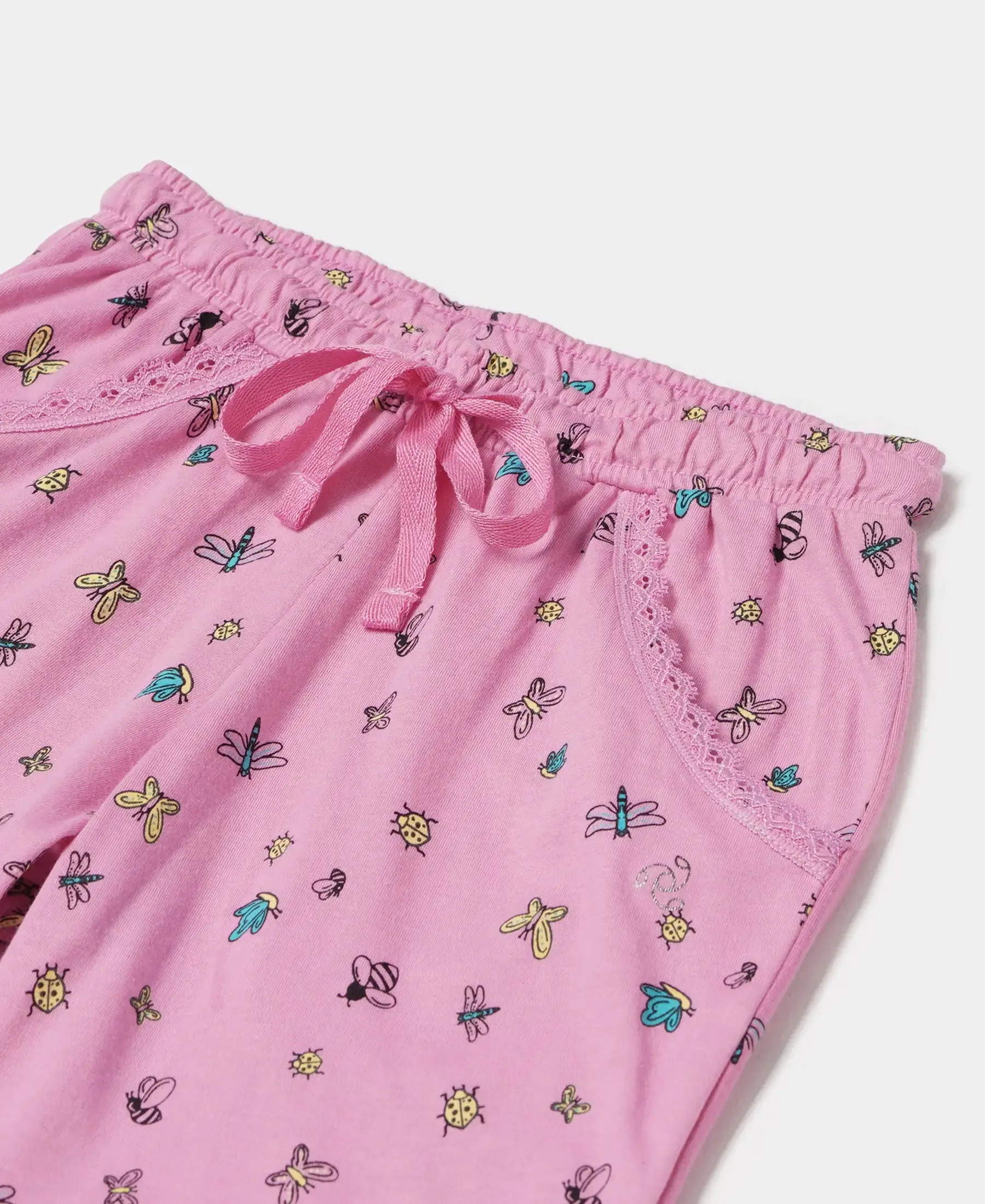 Girl's Super Combed Cotton Printed Shorts - Wild Orchid Printed