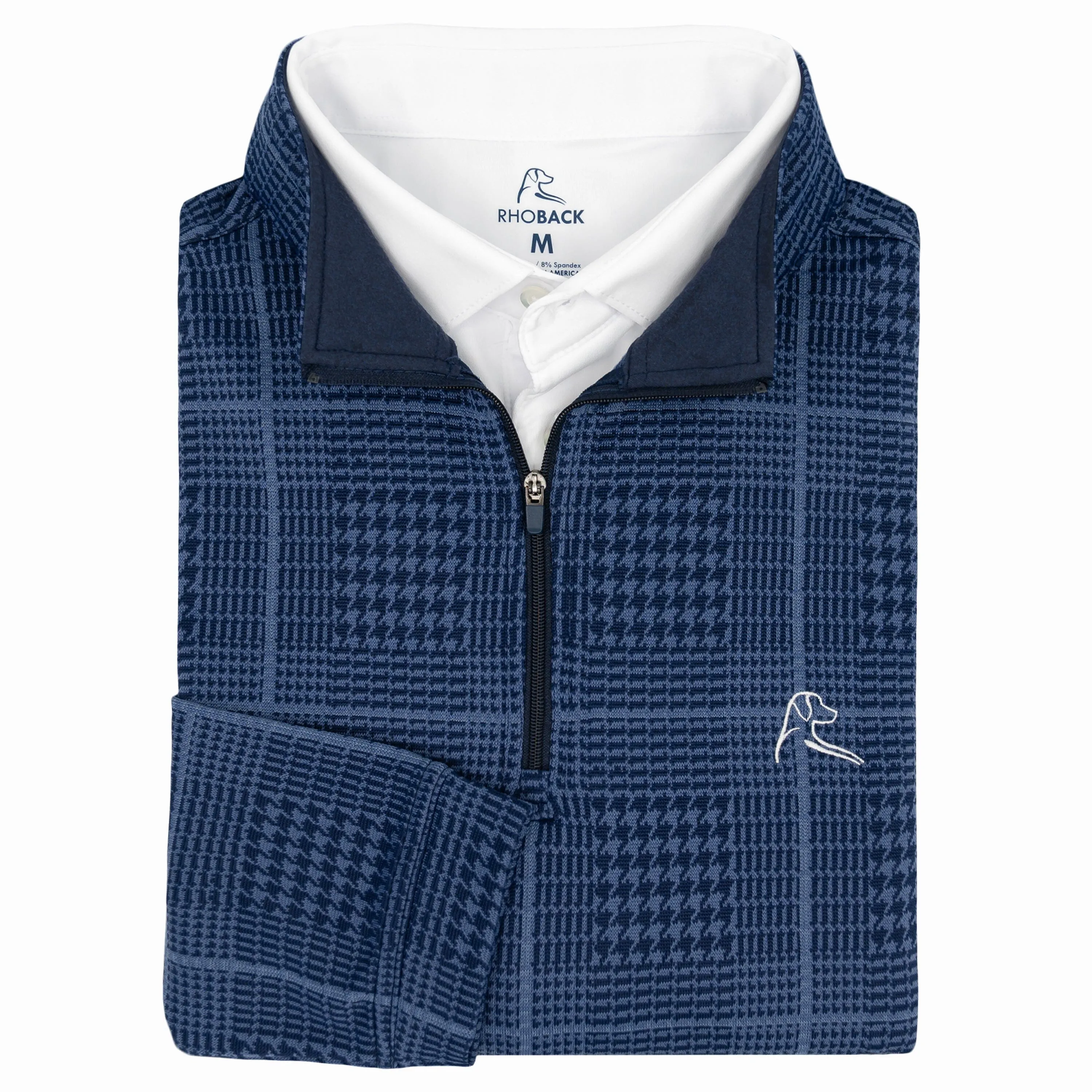 Glen Plaid Jacquard Performance Q-Zip | The Glen Plaid - Fleet Navy/Slate Blue