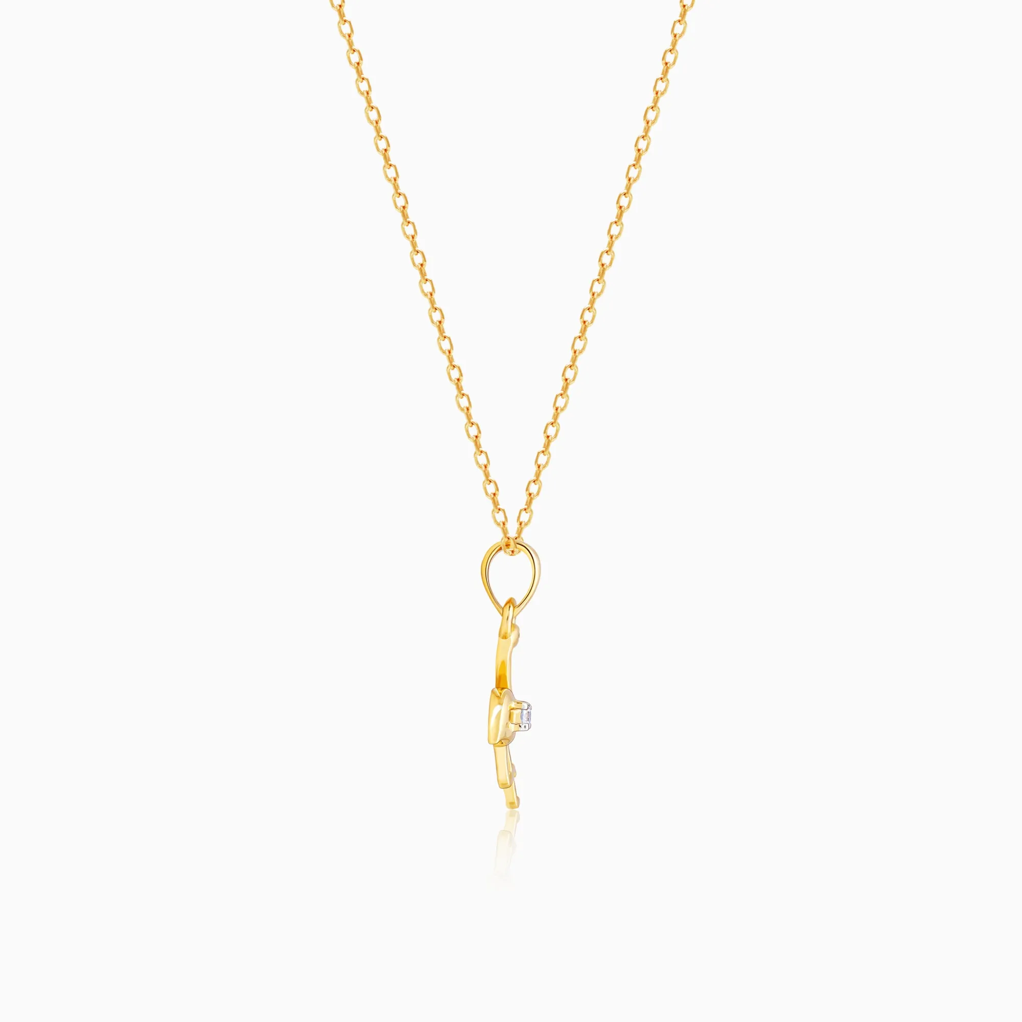 Gold Tropical Flamingo Diamond Pendant