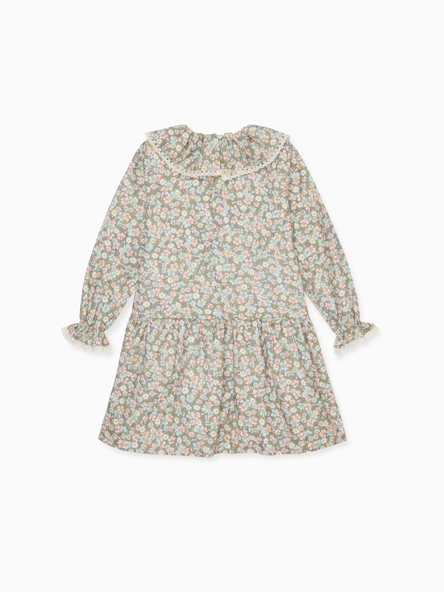 Grey Floral Lorena Girl Drop Waist Dress