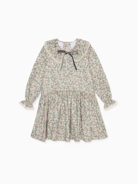 Grey Floral Lorena Girl Drop Waist Dress