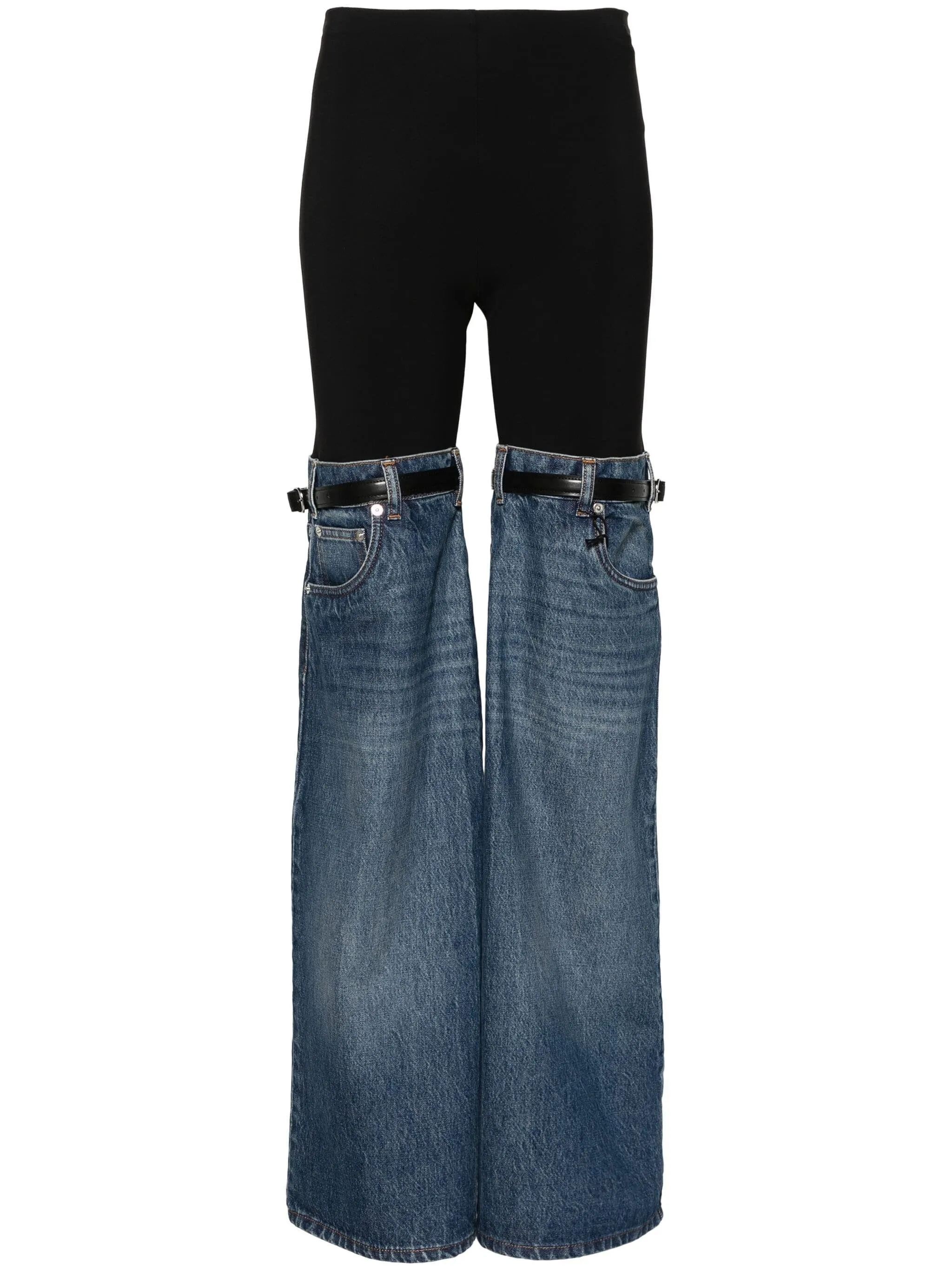 HYBRID DENIM-PANELS MID-RISE TROUSERS