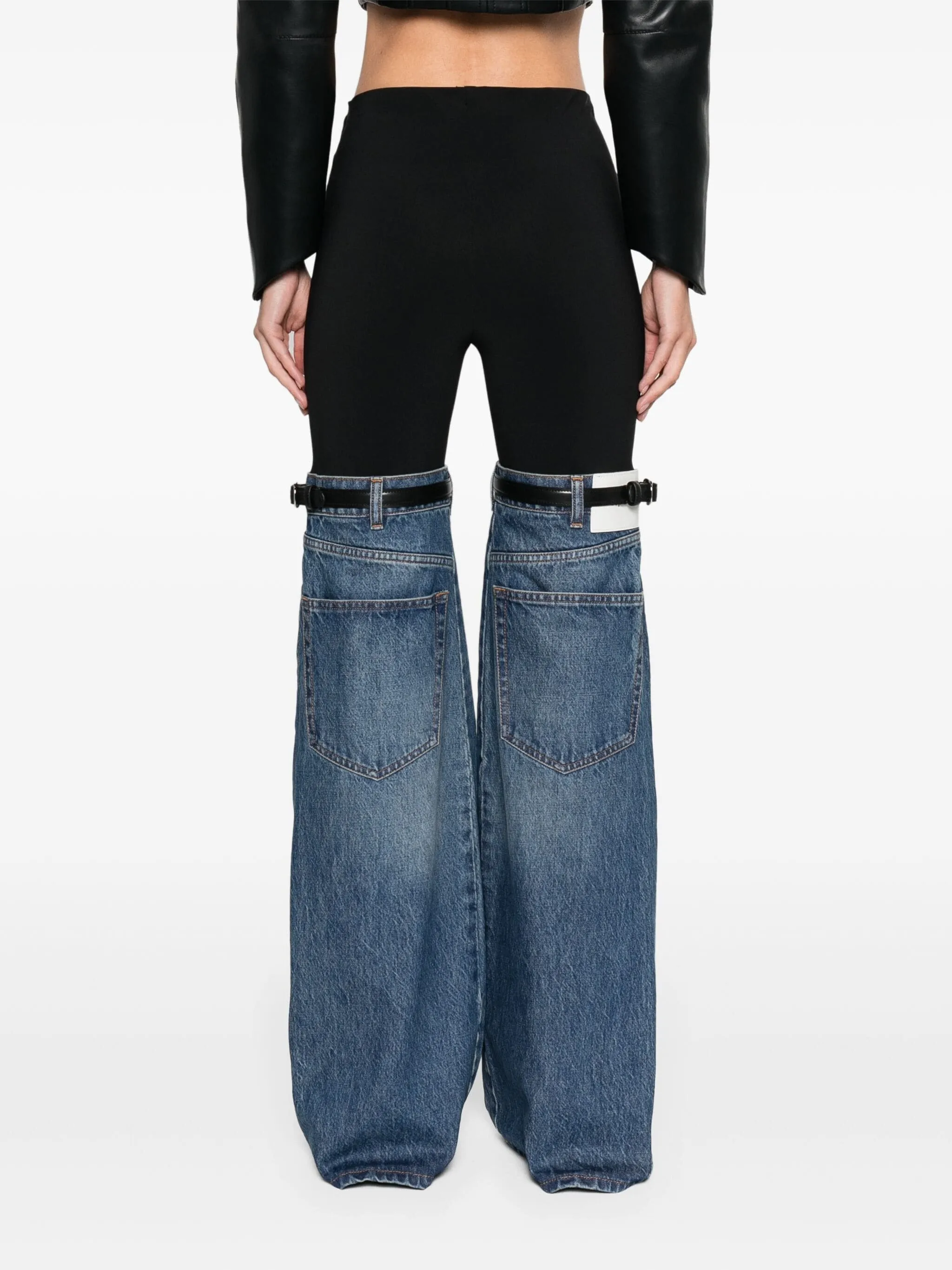 HYBRID DENIM-PANELS MID-RISE TROUSERS