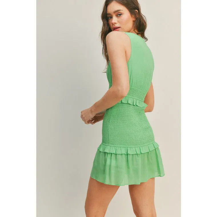 Lemon Lime Smocked Mini Dress