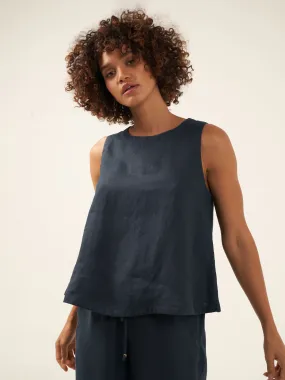 Lucia Linen Top Charcoal