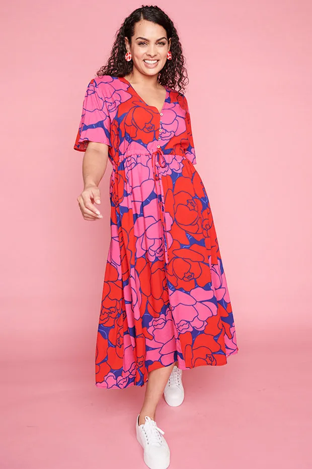 Michelle Pink Peonies Dress