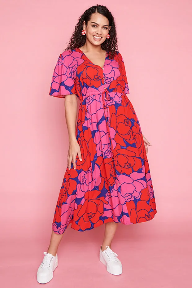 Michelle Pink Peonies Dress