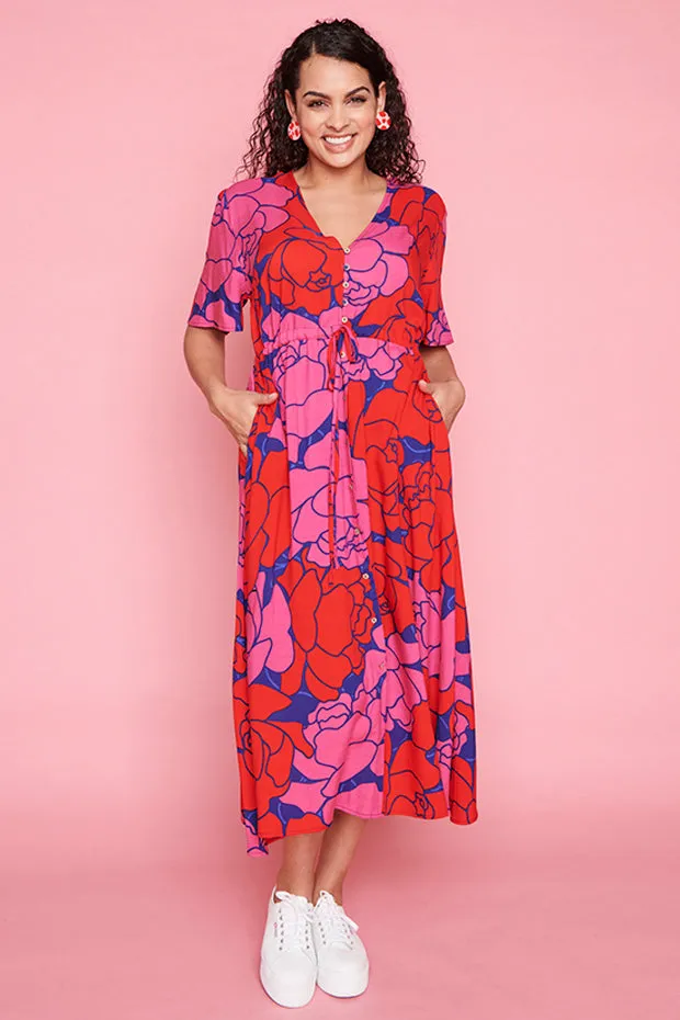 Michelle Pink Peonies Dress