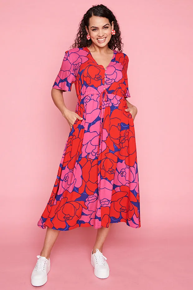 Michelle Pink Peonies Dress